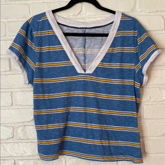 Anthropologie Pilcro Top Women’s XL Striped Plunge Ringer Tee Shirt - Picture 1 of 10